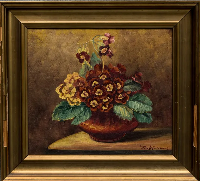 Ubekendt kunstner, blomstermotiv, olie på lærred