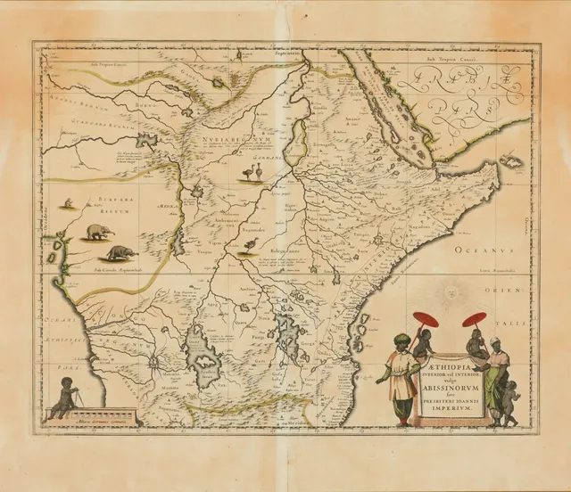 Willem Janszoon Blaeu. 'Æthiopia Superior vel Interior vulgo Abissinorum sive Presbiteri Joannis Imperium'. Map of Central Africa, approx. 1635