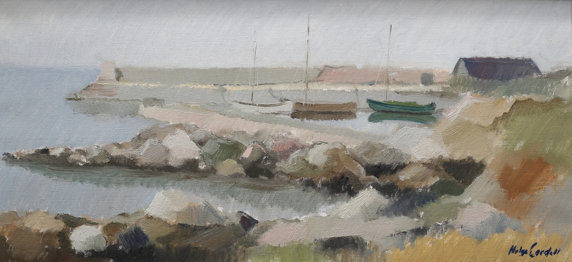 HELGE CARDELL. "Grådis Ramsjöstrand", olja på duk, signerad. — Paintings — Garpenhus Auktioner