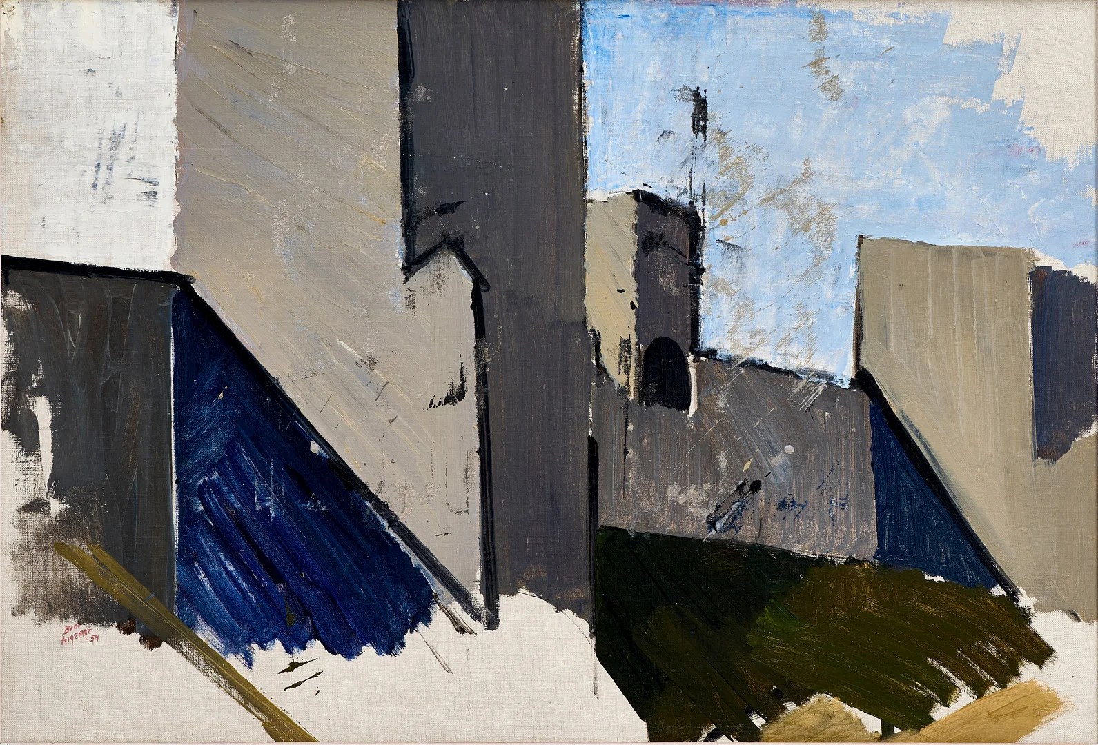 BROR INGEMAR FRÖBERG (Sverige, 1921-1999): Stockholms Stadion -54, olja på duk uppfodrad på pannå. — Paintings — Crafoord Auktioner Stockholm