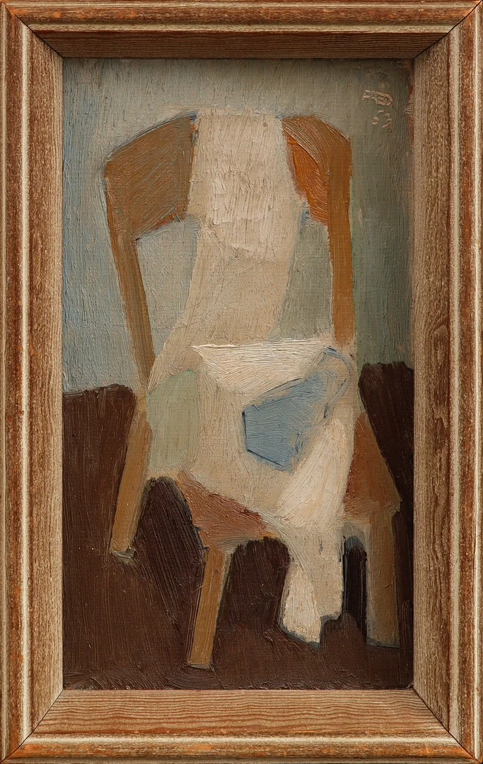 FRED ANDERSSON. Stilleben med stol, olja på duk, signerad samt daterad 53. — Paintings — Göteborgs Auktionsverk