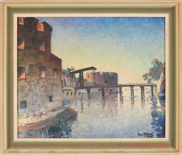 IVAN HOFLUND. Motiv från Kalmar, olja på duk, signerad.
