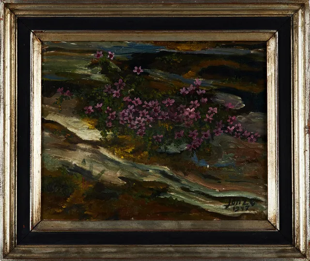 PAUL JONZE (1883-1973). "Purpurbräcka", signerad och daterad Jonze 1947, olja på pannå.