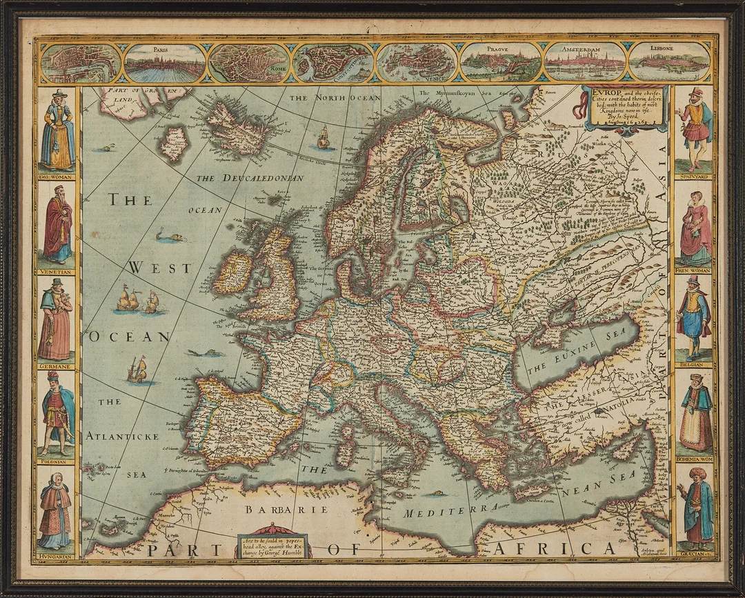 Speed, John — "Europ, and the cheife Cities contained therin" 1626 — Gjenstand/Kart, prospekter, brev, eldre foto — Blomqvist