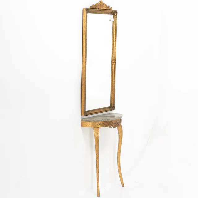SPEGEL, med konsolbord, förgylld ram, 1900-talets andra hälft.