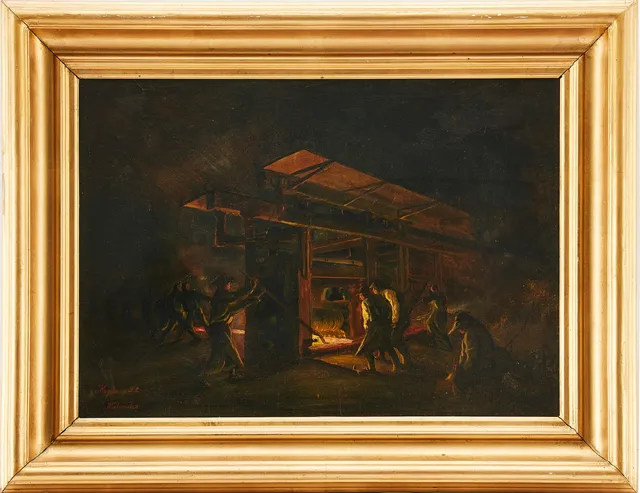 JOSEF WILHELM WALLANDER (1821-1888). Kopia efter. Interiör från smedja.