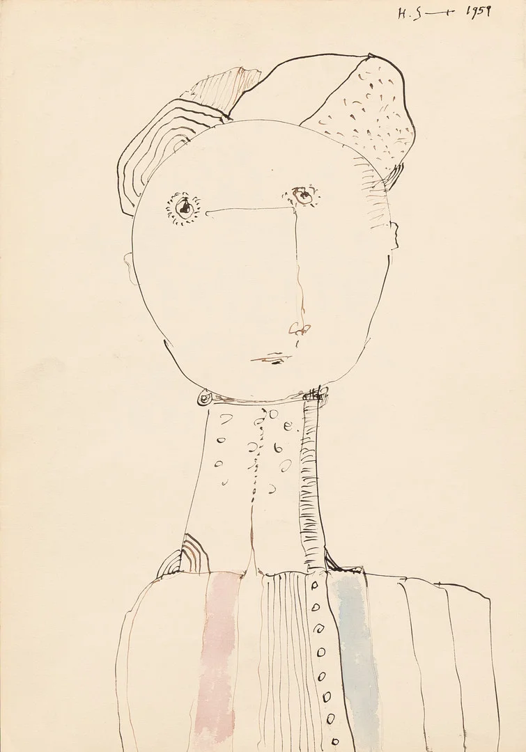 HENRI SERT. Porträtt, blandteknik, signerad och daterad 1959. — Paintings — Garpenhus Auktioner