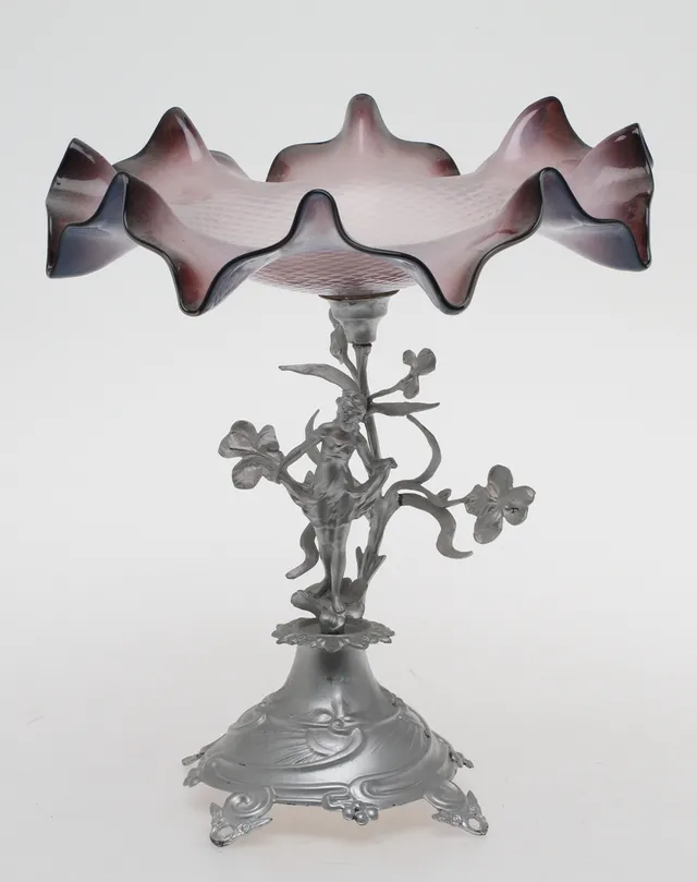 SKÅL glas på metallfot, jugend, tidigt 1900-tal.