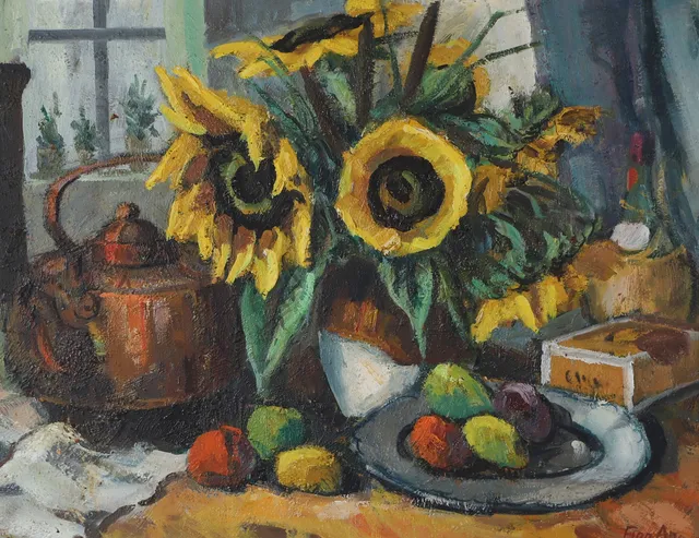 FINN ANDERSEN. Stilleben, olja på duk, signerad.