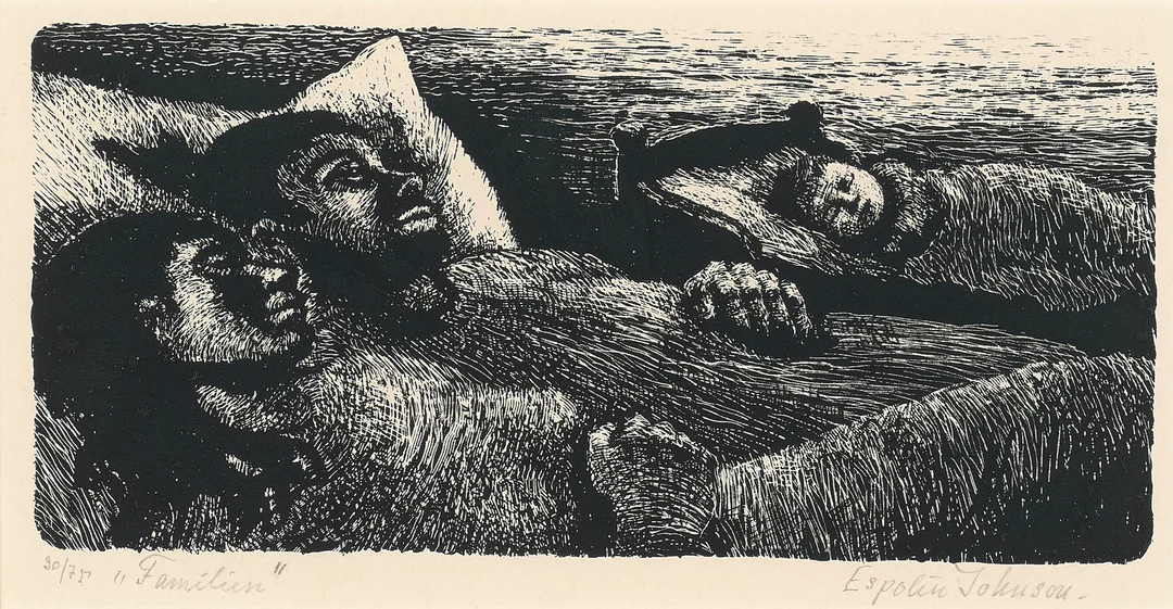 Johnson, Kaare Espolin — "Familien" 1972 — Kunst/Grafikk — Blomqvist