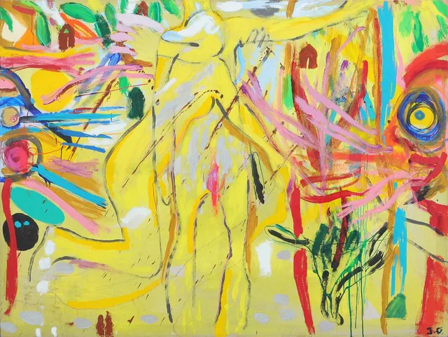 “Gult Chock”, 2023. Signed on the reverse. Oil on canvas. 150×200 cm.
