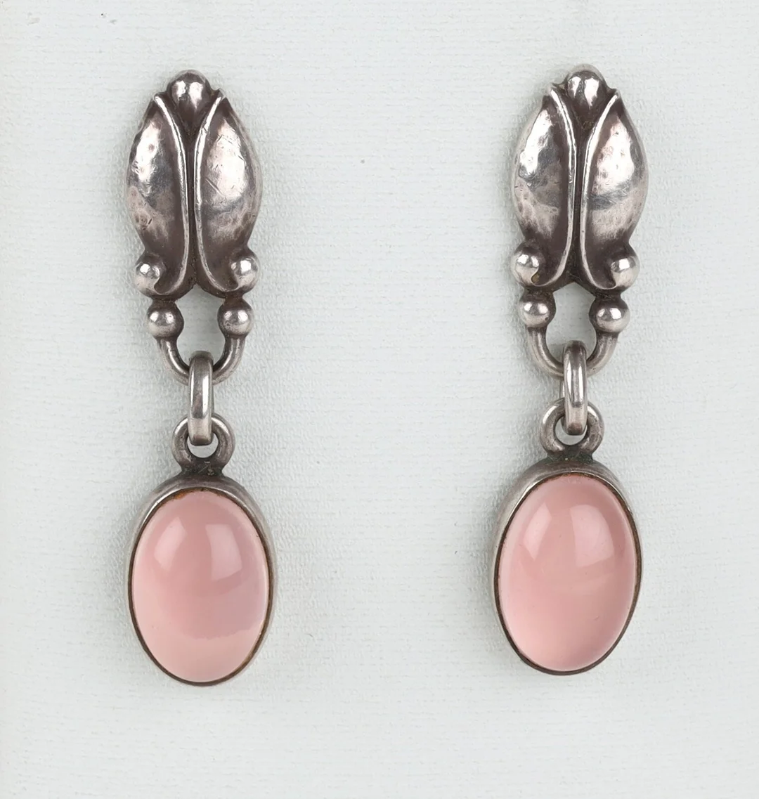 Georg Jensen: Moonlight Blossom earrings in sterling silver with rose quartz (2) — Jewellery/Earrings — Lauritz