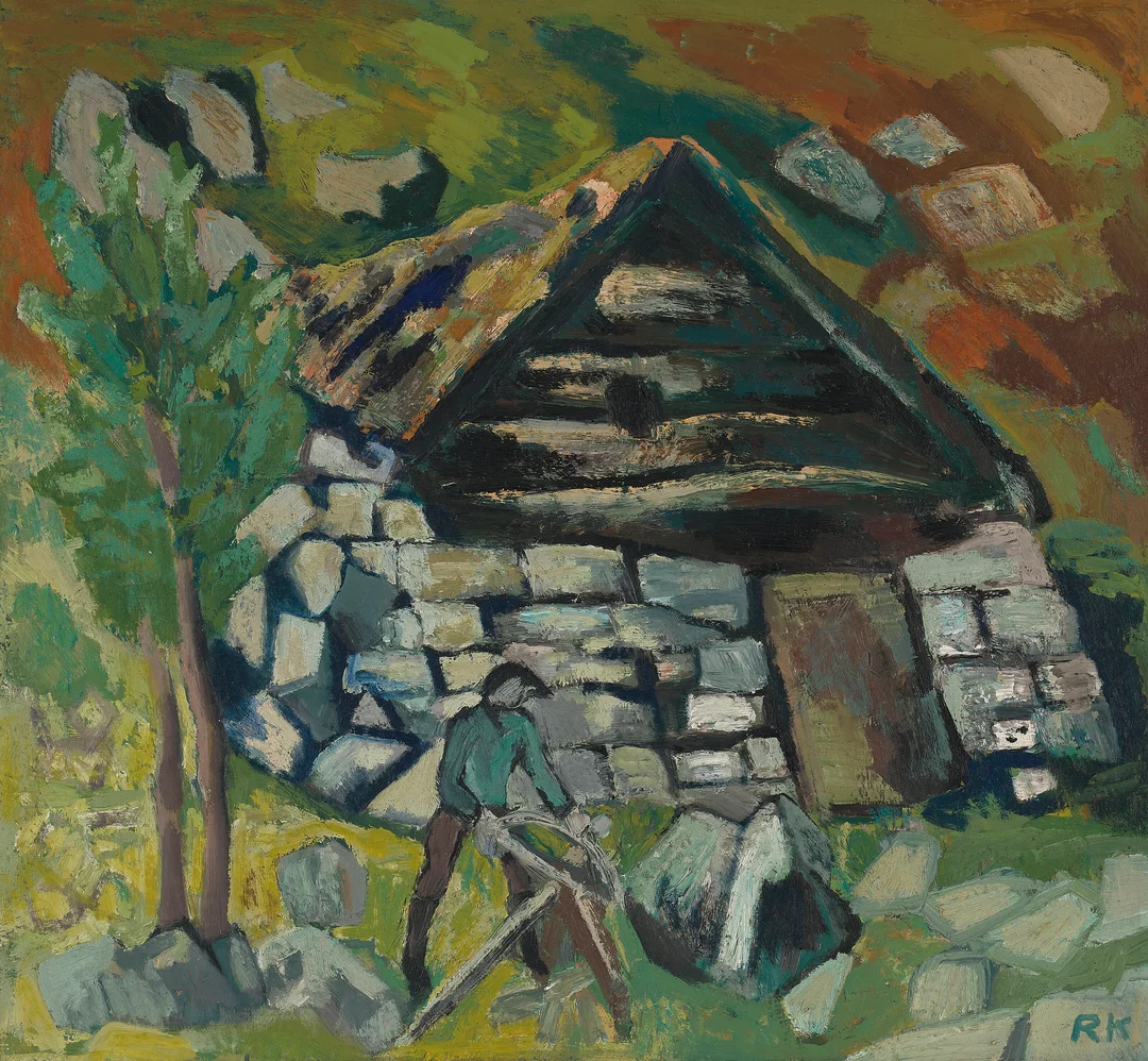 Kraugerud, Ragnar — Arbeid ved huset — Kunst/Maleri — Blomqvist