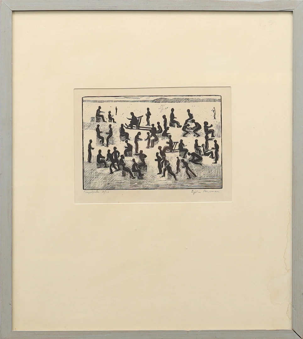 BJÖRN FORSMAN. "pimpelfiske" Etsning, signerad och numrerad. — Engravings & Prints — Falun Auktionsbyrå