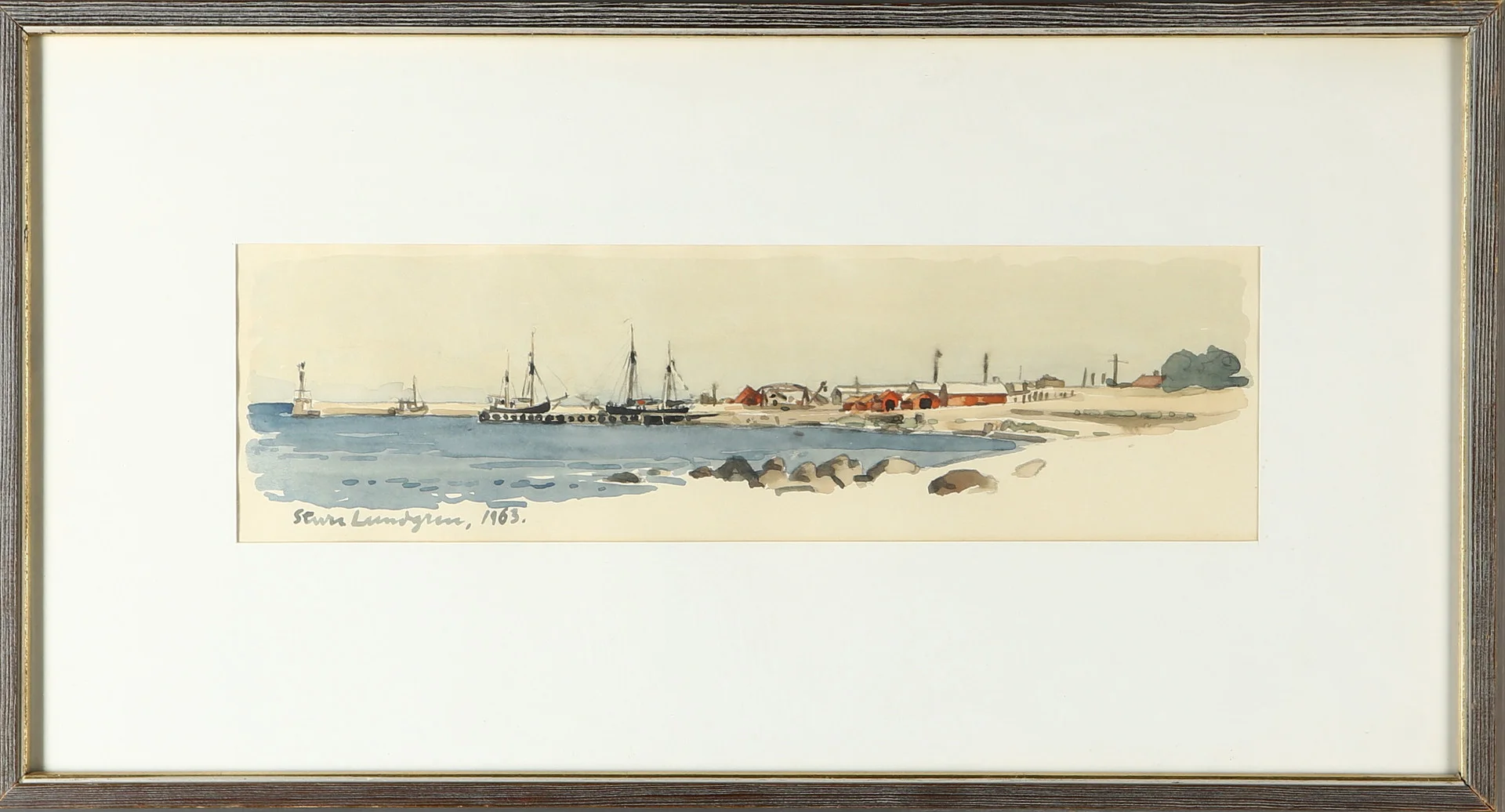 STURE LUNDGREN (SVERIGE, 1918-2003). Akvarell, Byxelkroks hamn, signerad och daterad 1963. — Paintings — Auktionshuset Kolonn