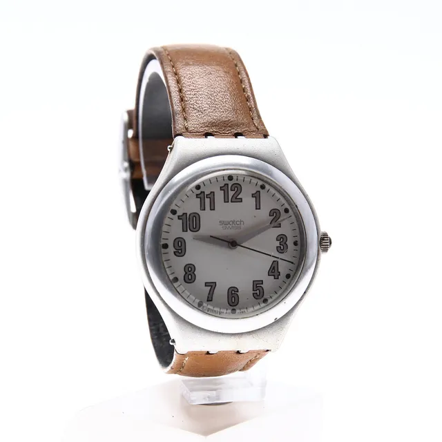 Armbandsur, Swatch, "Nightflight", metall, läder, 1995.