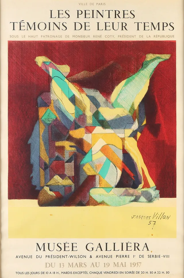 JACQUES VILLON. Litograferad utställningsaffisch. Musée Galliéra, 1957. Signerad i trycket.