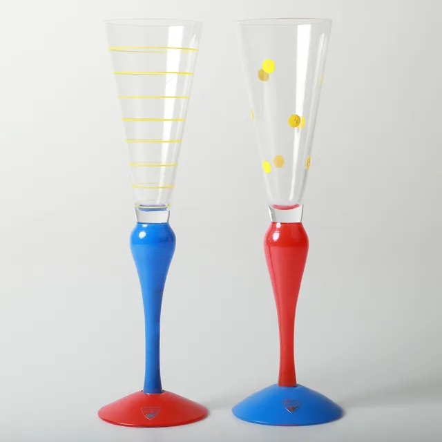 ANNE NILSSON. Champagneglas, 2 stycken, "Clown", Orrefors.