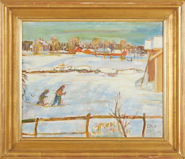 CARL RYD. vinterlandskap, olja på pannå, signerad och daterad 1940.