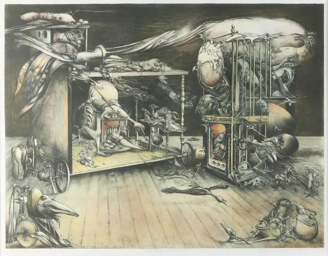 SVEN-ERIK JOHANSSON. Litografi, 94/150. Komposition. Signerad och med tack från konstnären.