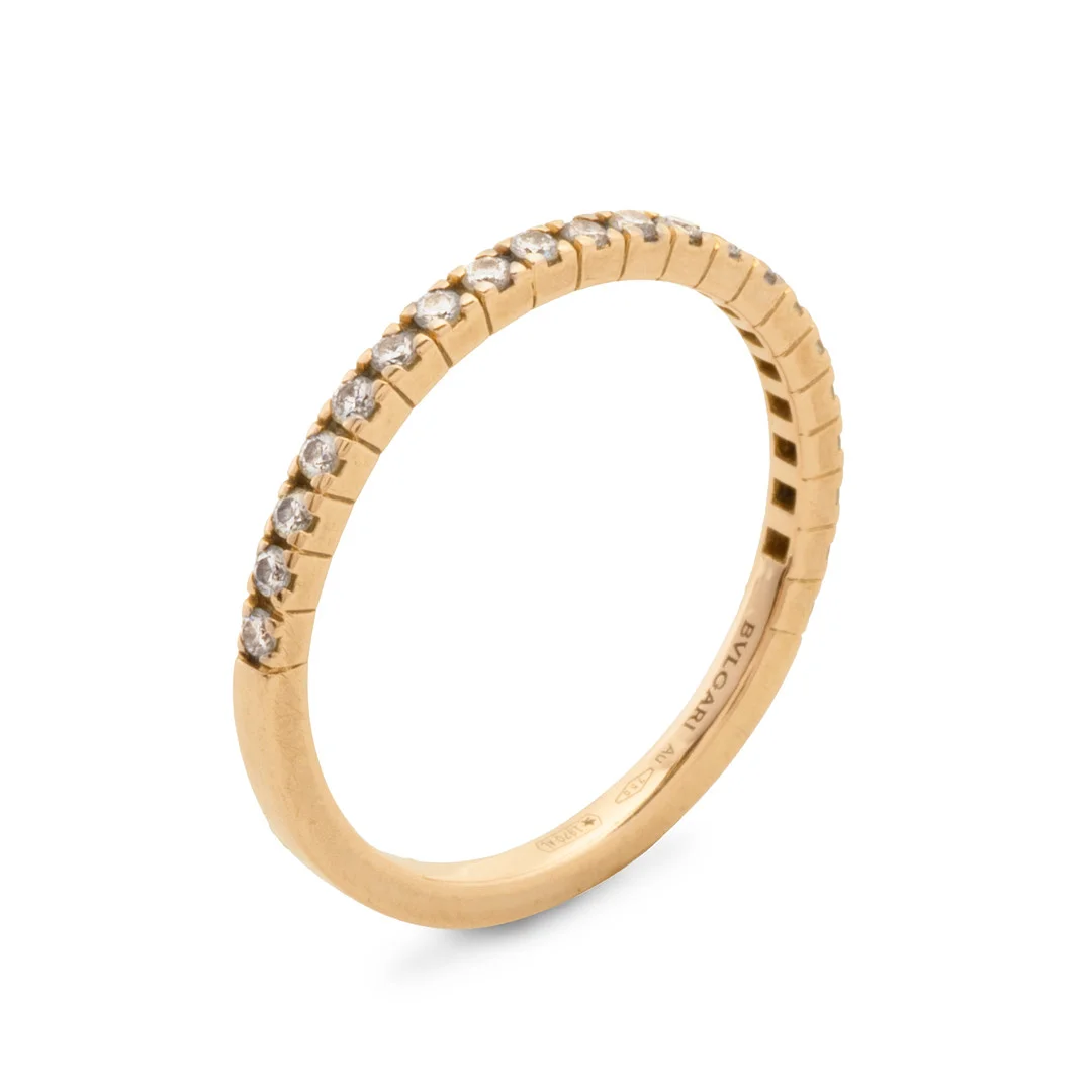 BVLGARI. ‘Roma Amor’ vielsesring (half-eternity-model) 18 kt rosaguld med brillantslebne diamanter 0,17 carat. Str 52. — Rings — Palsgaard Kunstauktioner