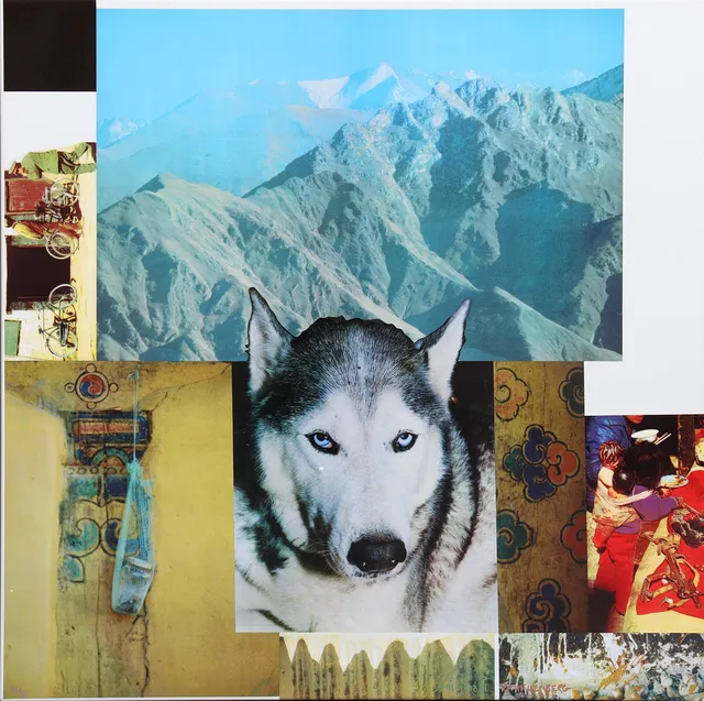 ROBERT RAUSCHENBERG. fotoprint collage på aluminium/seriegrafi, "Mountainer", ur serien "Tibetan Keys and Locks", numrerad 21/21, signerad, 1986.