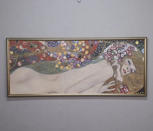 GUSTAV KLIMT. EFTER. tryck på duk, "Water Serpents II".