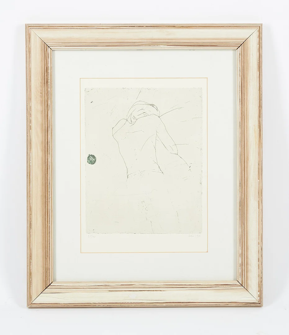 OUTI HEISKANEN. Liggande modell, ur serien: "Hybernation Interrompue par Mopsa", (1990), etsning 29/40. — Engravings & Prints — Stockholms Auktionsverk Helsinki