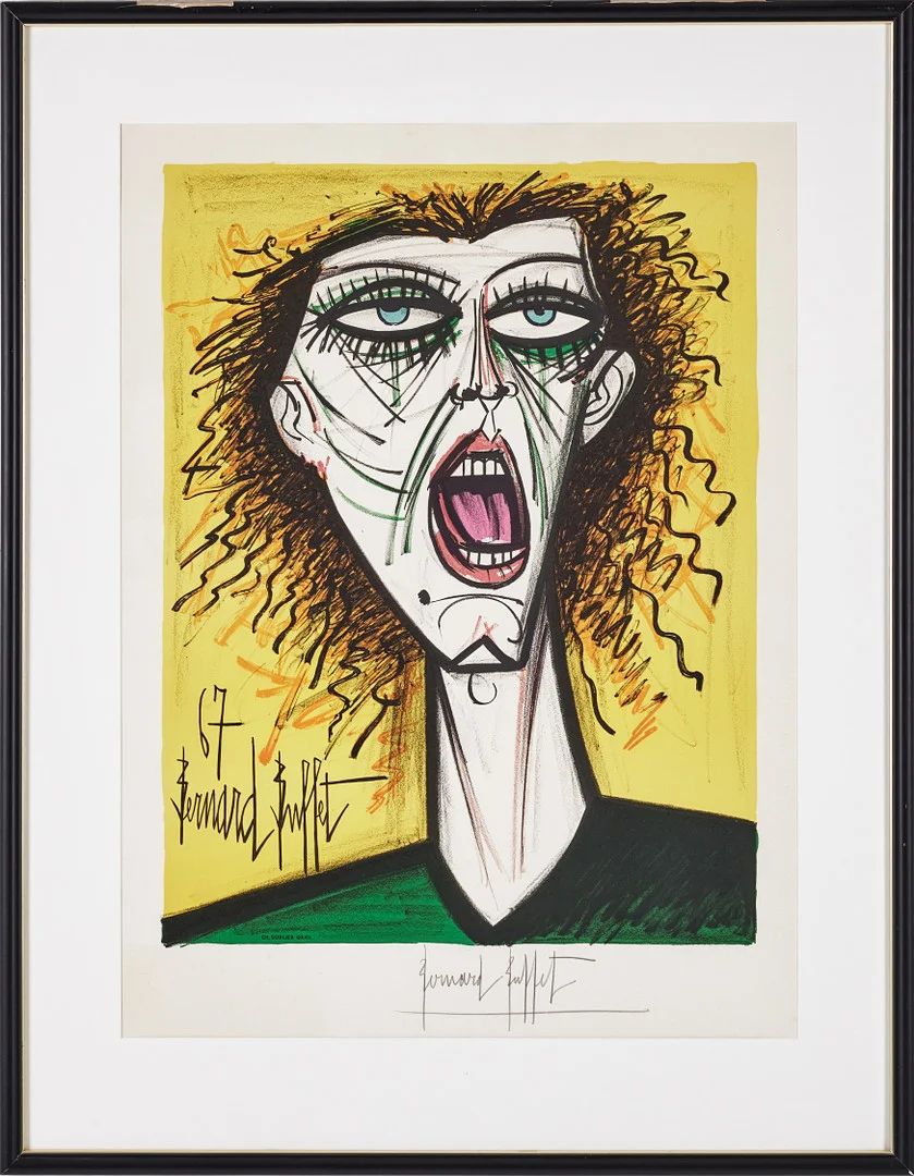 BERNARD BUFFET. EFTER. Figur, daterad -67, Sorlier. — Engravings & Prints — Stockholms Auktionsverk Magasin 5
