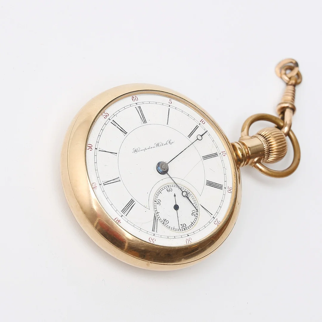 HAMPDEN WATCH CO, fickur, manuell, doublé, CAnton, Ohio, USA:. — Pocket & Stop Watches — Auktionshuset Kolonn