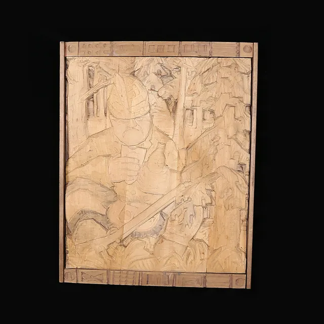 HELMER TELEMAN. RELIEF, trä, signerad, 1900-tal.