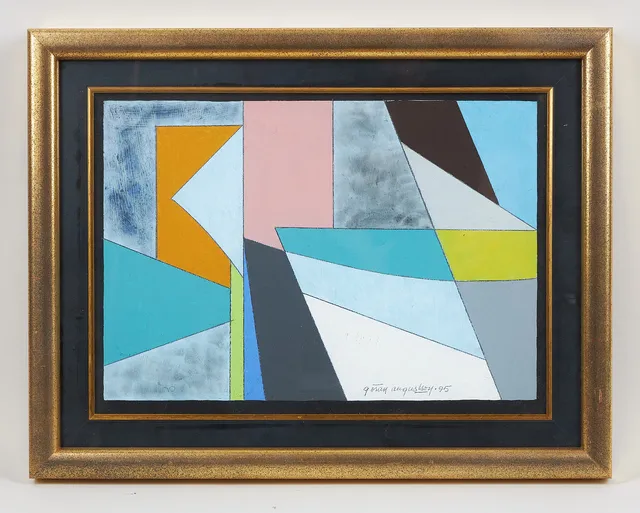 GÖRAN AUGUSTSON. "Indiana", signerad samt daterad -95, gouache på pannå.
