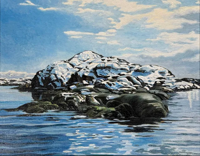 JAN FALKMAN. Vårsnö. Olja på duk, signerad Jan Falkman och daterad 77.