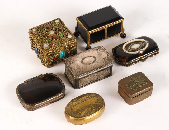 A collection of small caskets and boxes, including silver and tortoiseshell, circa 1900 (7)