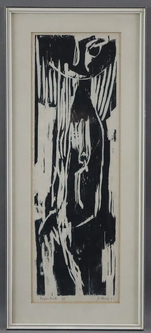 - UNBEKANNT. Abstraktion, 1962, Holzschnitt. — Engravings & Prints — Auktionshaus Blank