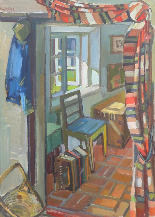 GERHARD WIHLBORG. "Sol i sommarfönstret, Grimshög". Olja på duk, signerad.