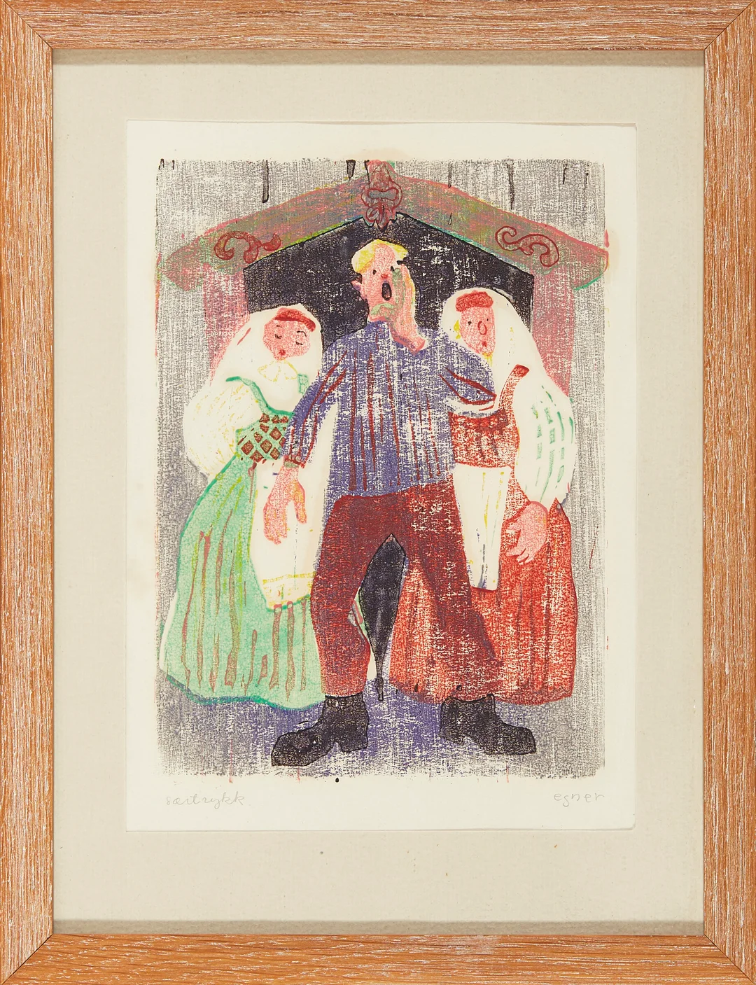 Egner, Thorbjørn — "Kjærringen som aabenbarede sin egen skam" 1943 — Kunst/Grafikk — Blomqvist