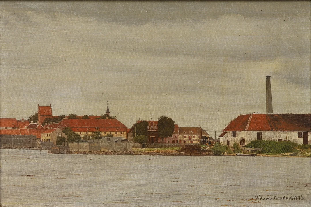 WILLIAM WANDAHL (1859-1944). Kuststad i Danmark, olja på duk, signerad och daterad 1892. — Paintings — Crafoord Auktioner Malmö