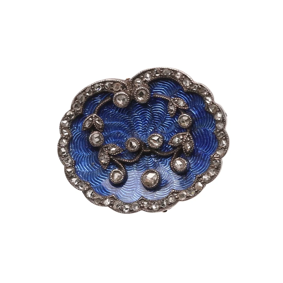 A DIAMOND AND ENAMEL BROOCH. — Brooches & Pendants — Lawrences Auctioneers