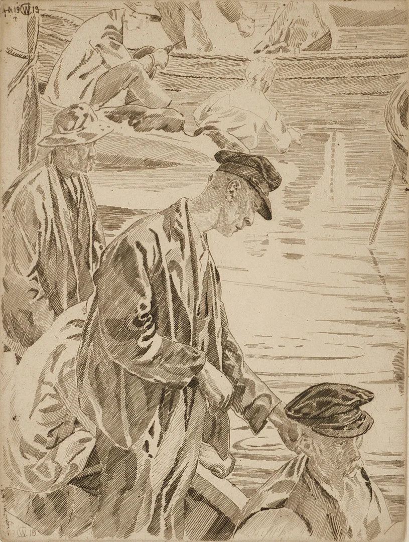 CARL WILHELMSON. "Makrillfiskare", signerad, 1919, etsning. — Engravings & Prints — Crafoord Auktioner Stockholm