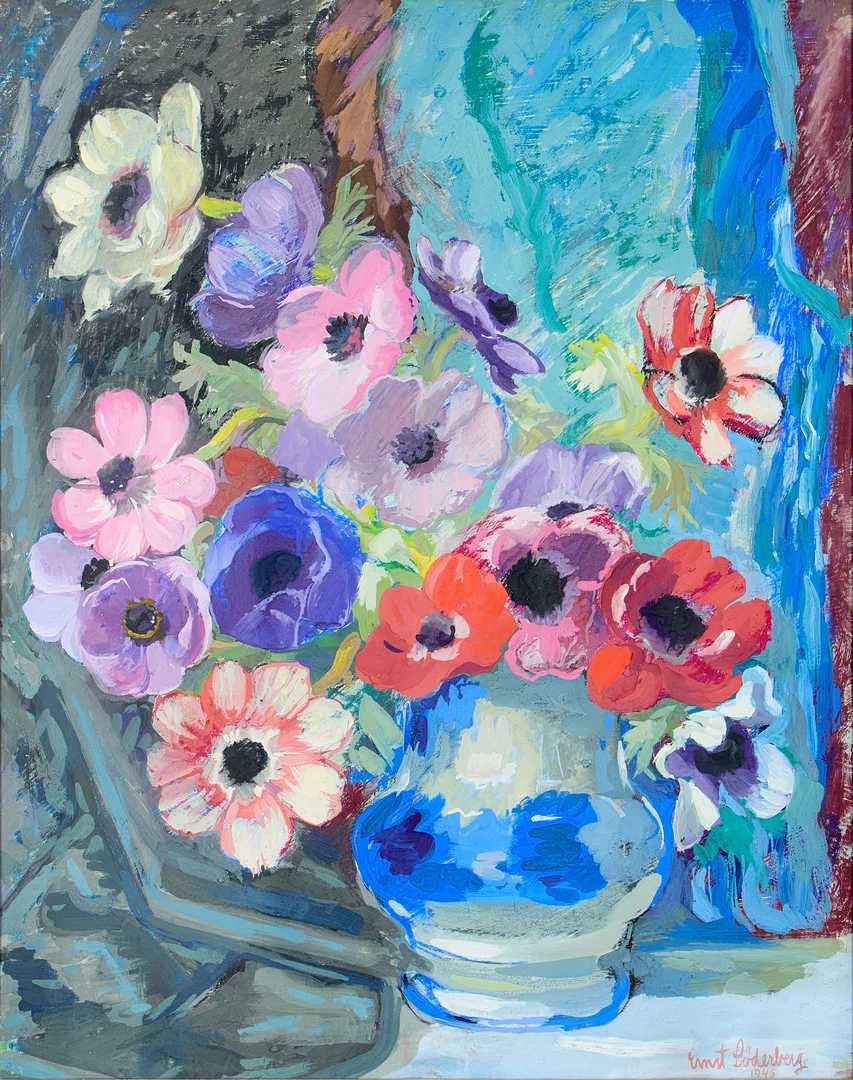ERNST SÖDERBERG. Blomsterstilleben. — Paintings — Uppsala Auktionskammare