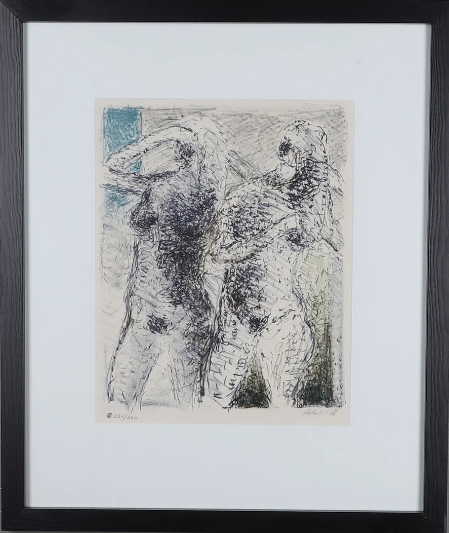 POUL EKELUND. Färglitografi, modeller, signerad och numrerad 227/260 cm. — Engravings & Prints — Gomér & Andersson Norrköping