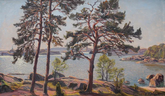 KARL BERGMAN. olja på duk, Skärgårdsmotiv, signerad K Bergman.