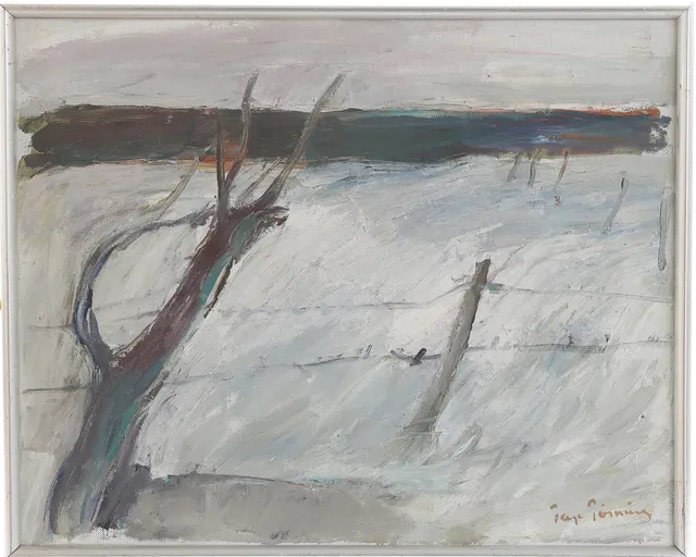 TAGE TÖRNING. Olja på duk, "Strandbild", signerad.