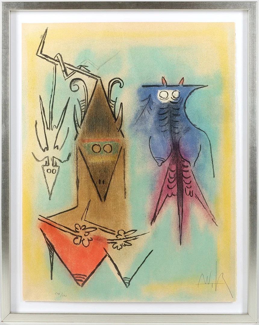 WIFREDO LAM. 1902-1982. Färglitografi, ur serien "Pleni Luna", signerad och numrerad. — Engravings & Prints — Auktionsverket Engelholm