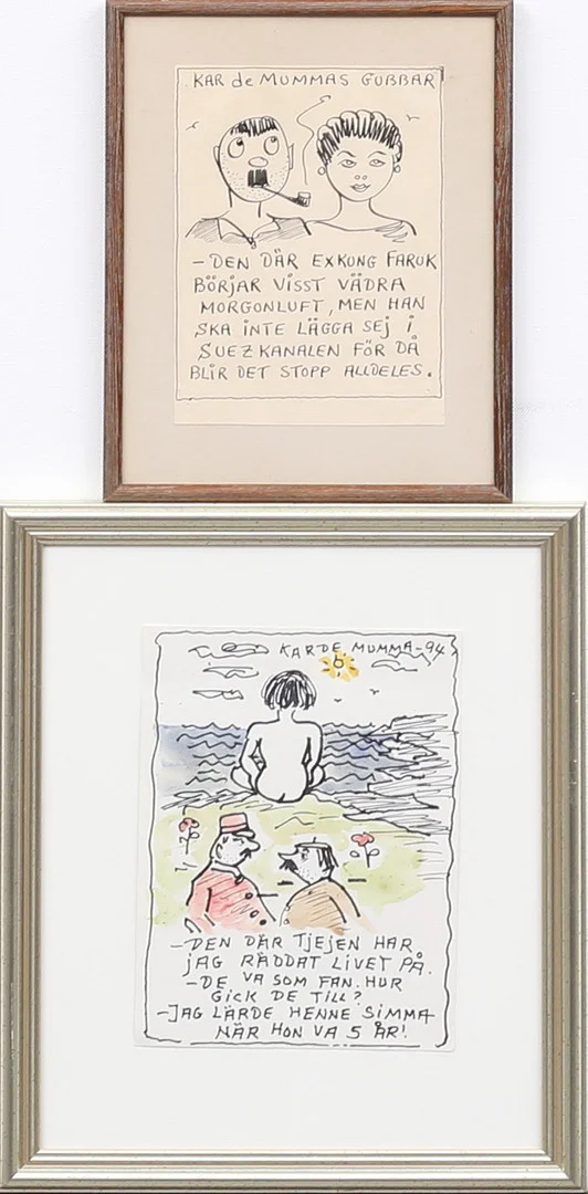 KAR DE MUMMA (1904-1997). Parti teckningar, 2 st, tusch, signerade. — Drawings — Garpenhus Auktioner