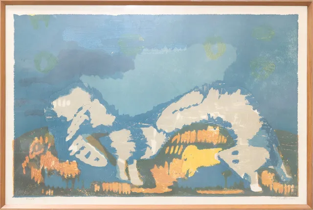 RUNE PETTERSSON. Abstrakt komposition, träsnitt, signerad samt numrerad 4/15.