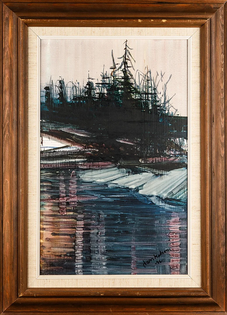LARS MATSON. Olja på pannå, Vattendrag-motiv, Signerad. — Paintings — Norrlands Auktionsverk