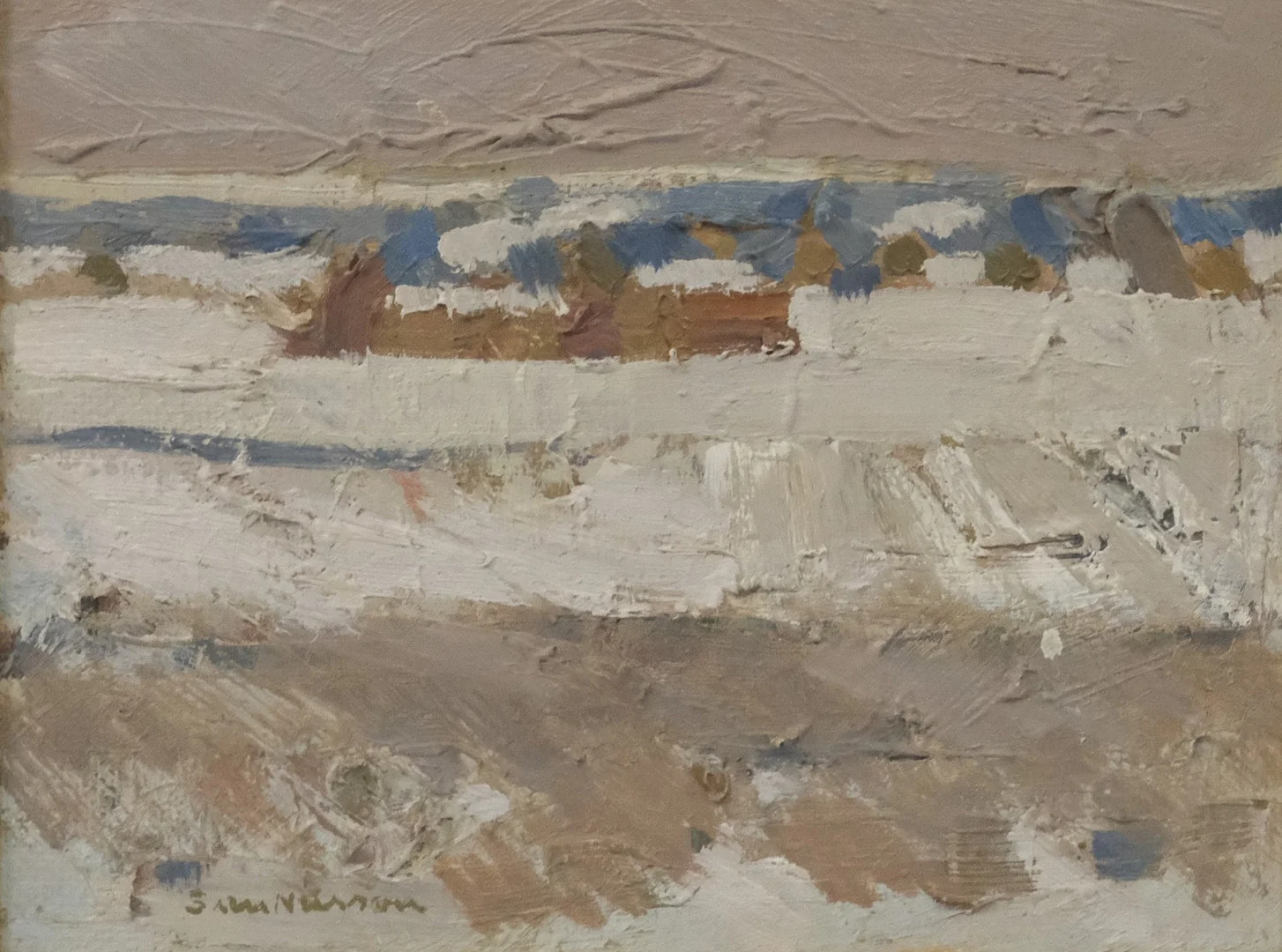 SVEN NILSSON. OLJA. ABSTRAKT LANDSKAPS KOMPOSITION. — Paintings — Björnssons Auktionskammare