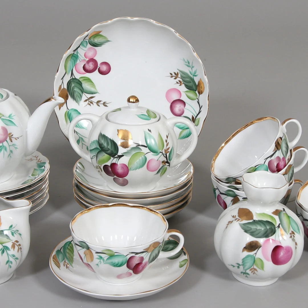 TESERVIS, 23 delar, porslin, LFC, Lomonosov (Leningrad) Porslin Fabrik, Ryssland. — Tableware — Stadsauktion Sundsvall
